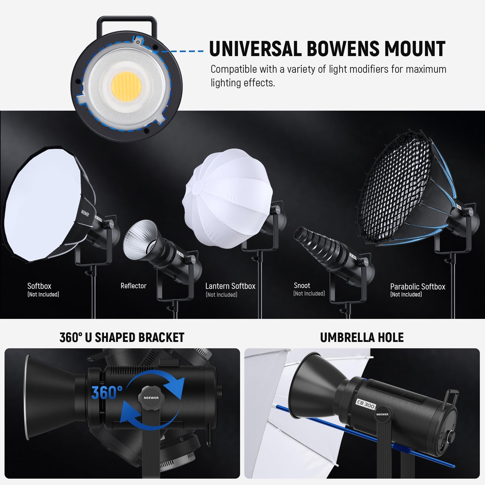 NEEWER C300B Bi-Color Video Light with App Control