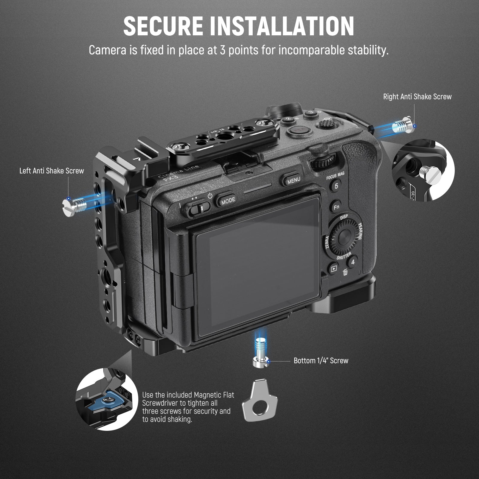 NEEWER CA011 Camera Cage with HDMI Cable Clamp - Sony FX3