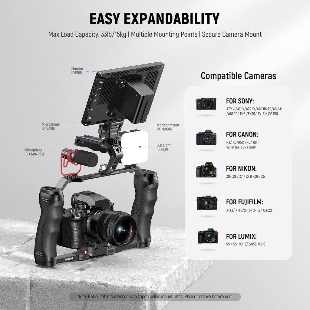 NEEWER CA077 Universal Camera Cage with Arca-Swiss QR Plate 