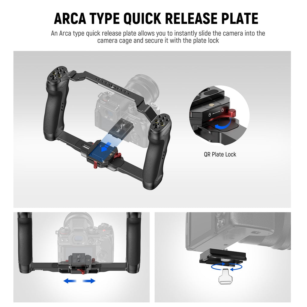 NEEWER CA077 Universal Camera Cage with Arca-Swiss QR Plate 