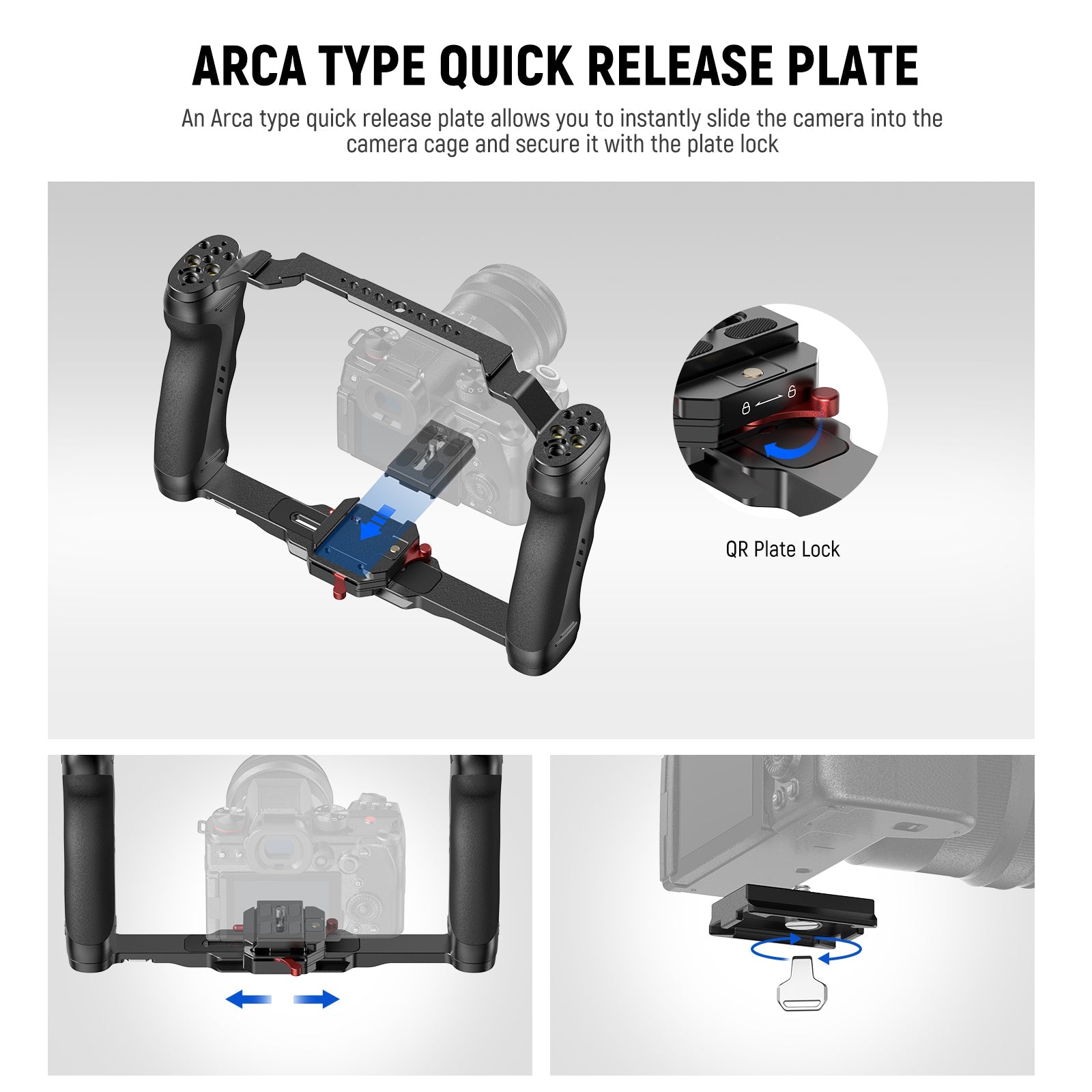 NEEWER CA077 Universal Camera Cage with Arca-Swiss QR Plate 