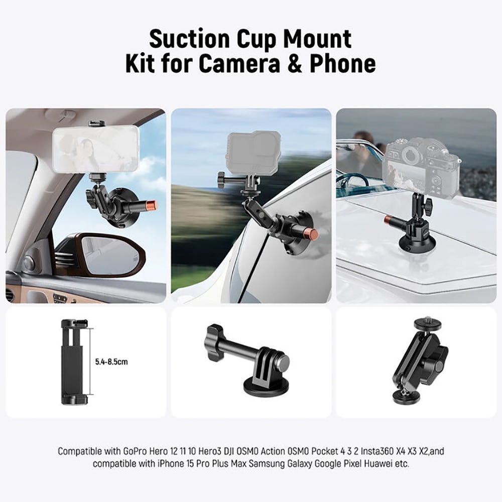 NEEWER CA104 3" Suction Cup Camera Mount with Magic Arm