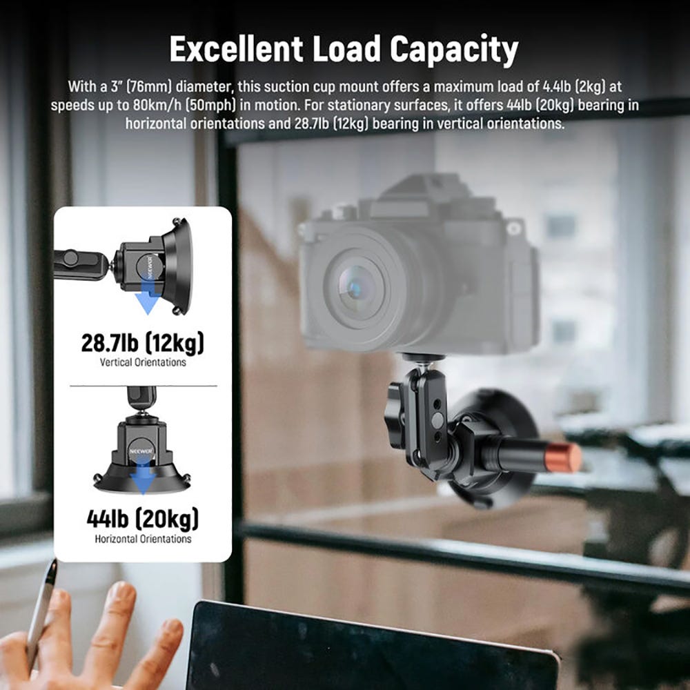 NEEWER CA104 3" Suction Cup Camera Mount with Magic Arm