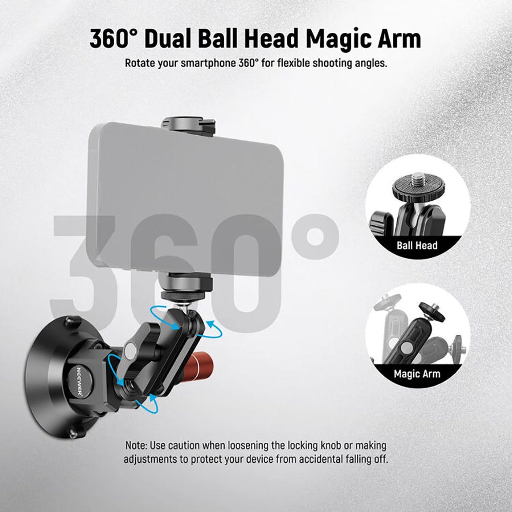 NEEWER CA104 3" Suction Cup Camera Mount with Magic Arm