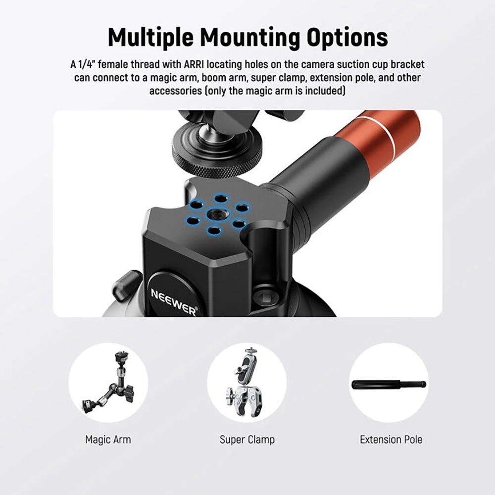 NEEWER CA104 3" Suction Cup Camera Mount with Magic Arm