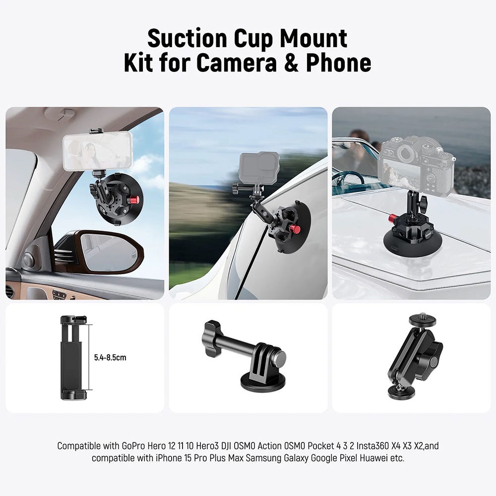 NEEWER CA105 4.5" Suction Cup Camera Mount with Magic Arm