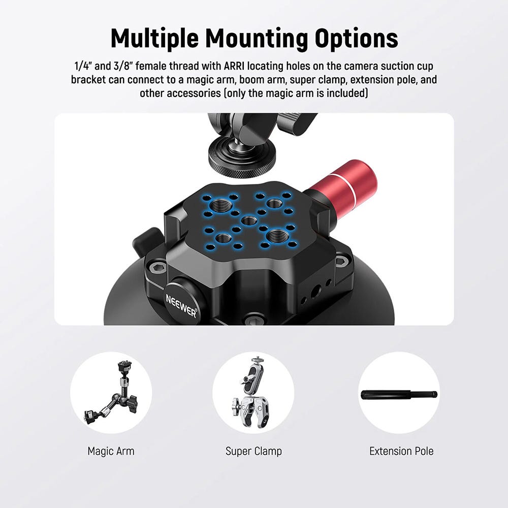 NEEWER CA105 4.5" Suction Cup Camera Mount with Magic Arm
