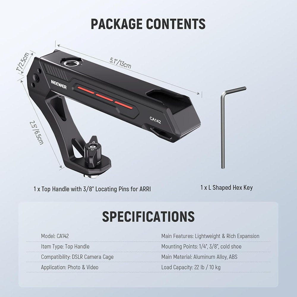 NEEWER CA142 Lightweight Top Handle for Camera Cage
