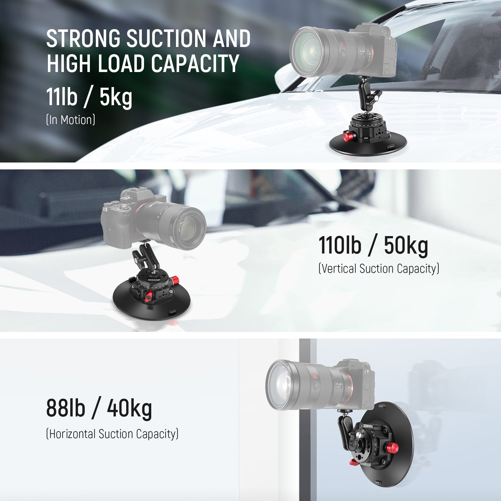 NEEWER Camera Suction Cup Mount 
