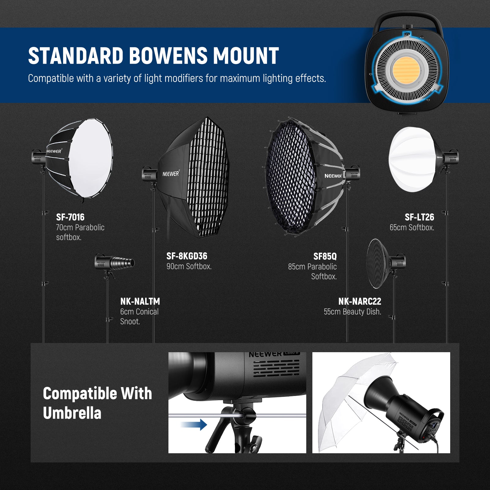 NEEWER CB60B Bi-Color 70w Video Light with App Control