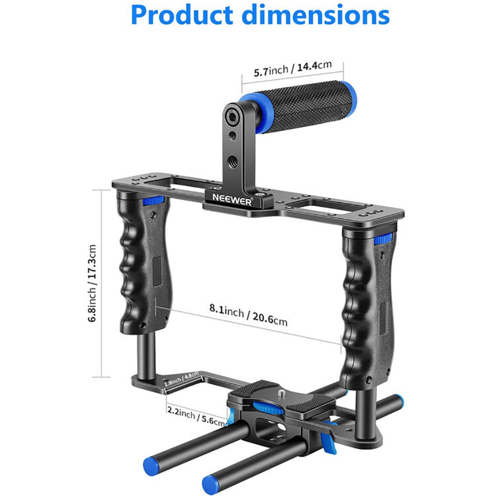 NEEWER CG-MF Camera Video Cage with Top Handle - Blue