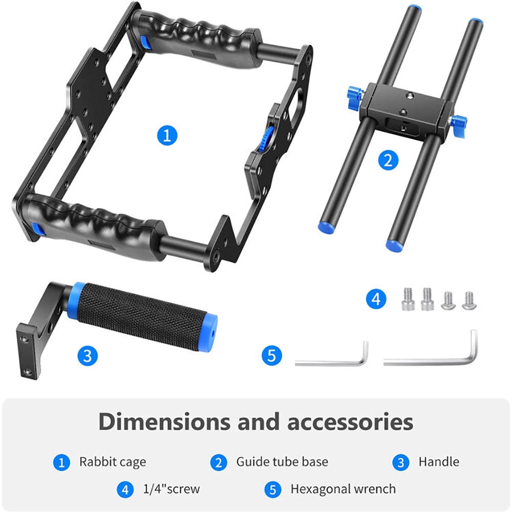 NEEWER CG-MF Camera Video Cage with Top Handle - Blue