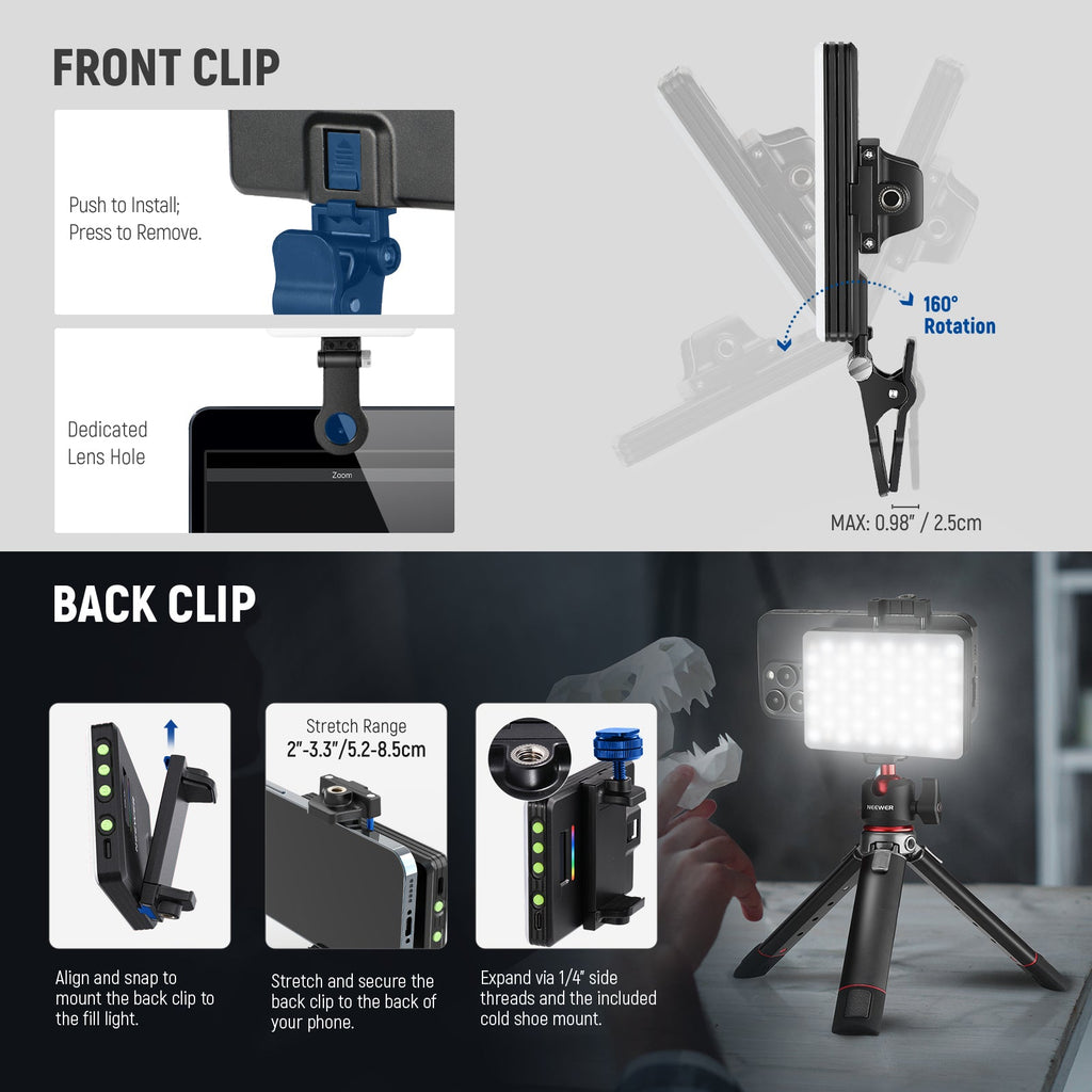 NEEWER CL67C RGB LED Video Light Kit with Phone Clip