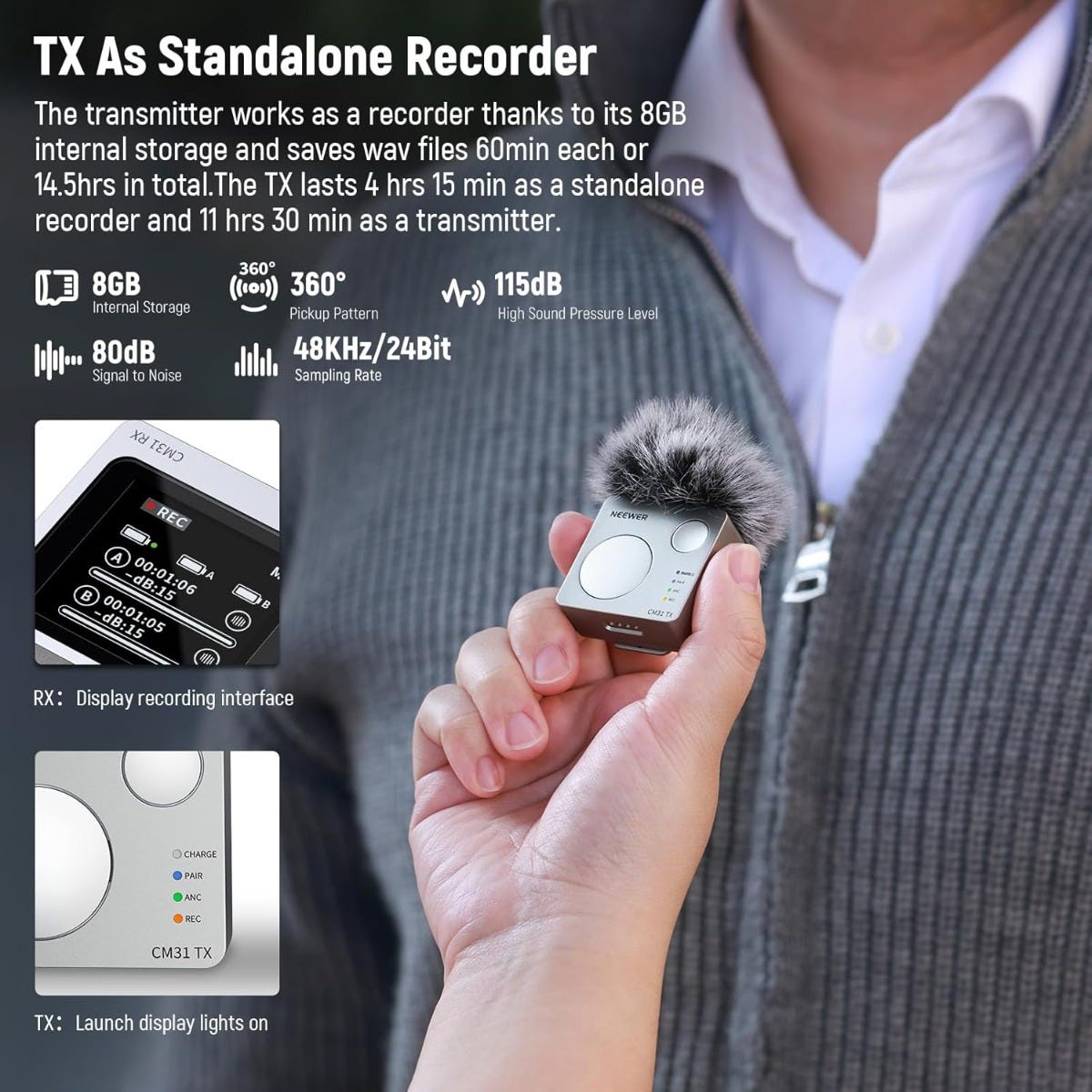 NEEWER CM31 Wireless Lavalier Microphone