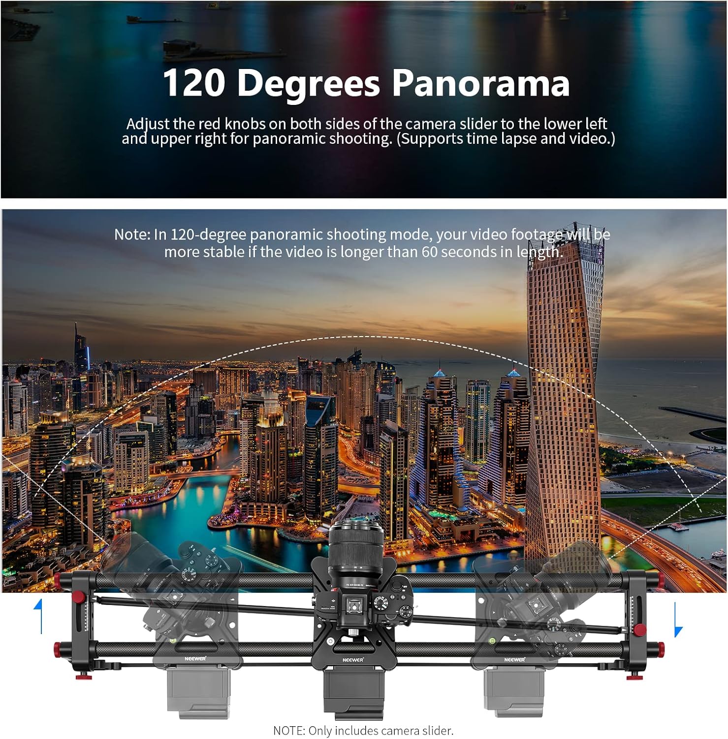 NEEWER ER1-120 120cm Carbon Fiber Motorized Camera Slider with App Control & Remote