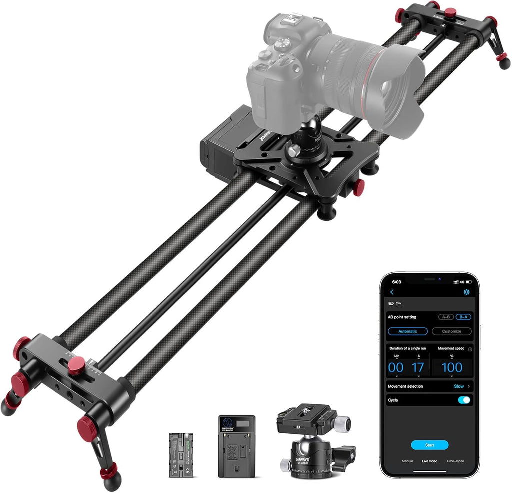 NEEWER ER1-80 80cm Carbon Fiber Motorized Camera Slider with App Control