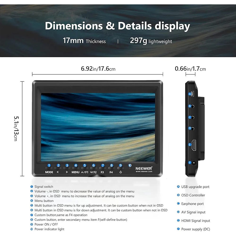 NEEWER F100 7" HD Camera Monitor