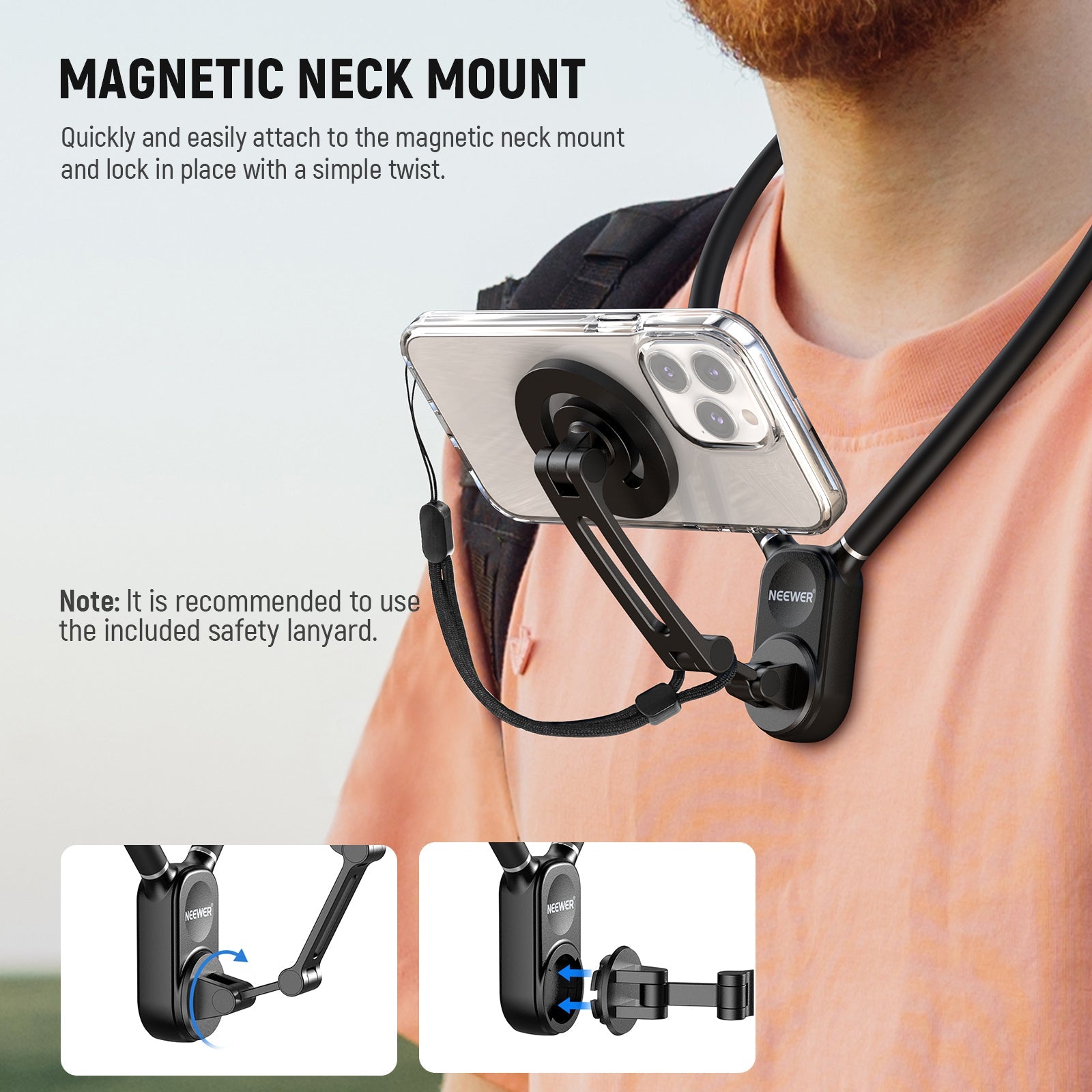 NEEWER GP16 Magnetic Neck Holder for Action Camera and Phone