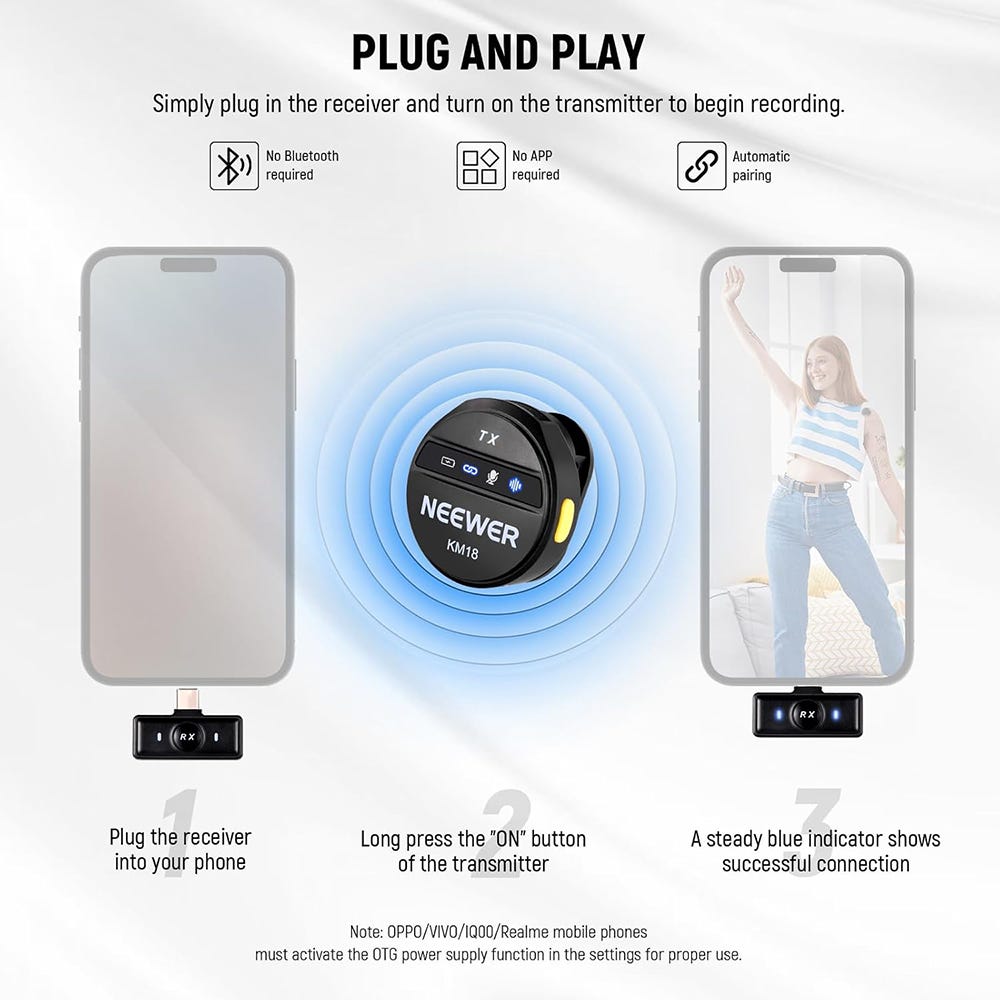 NEEWER KM18 Wireless Lavalier Microphone