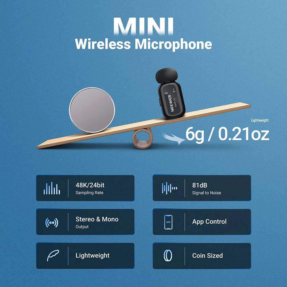 NEEWER KM19 Lightweight Wireless Lavalier Microphone