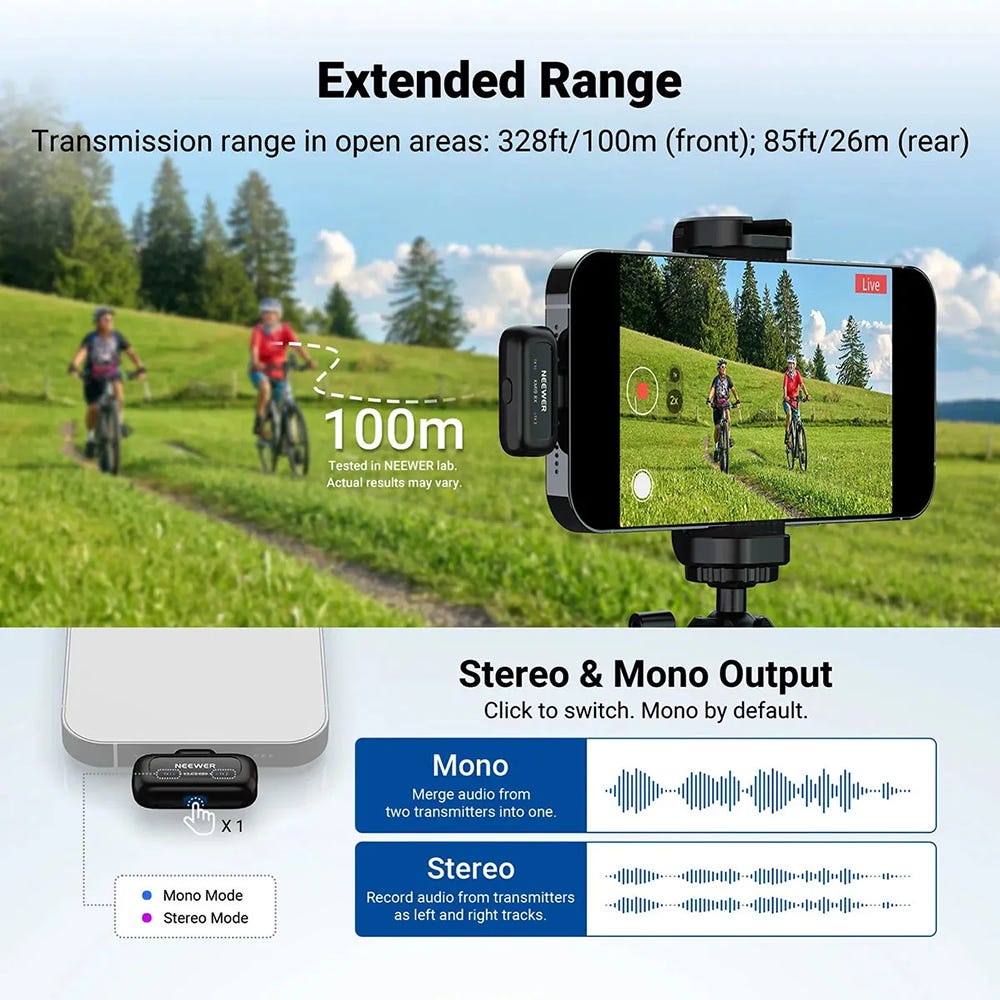 NEEWER KM19 Lightweight Wireless Lavalier Microphone