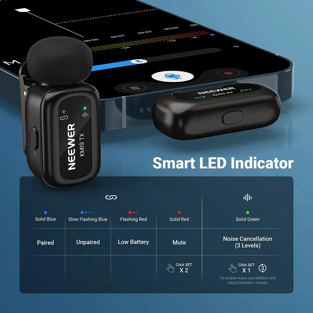 NEEWER KM19 Lightweight Wireless Lavalier Microphone
