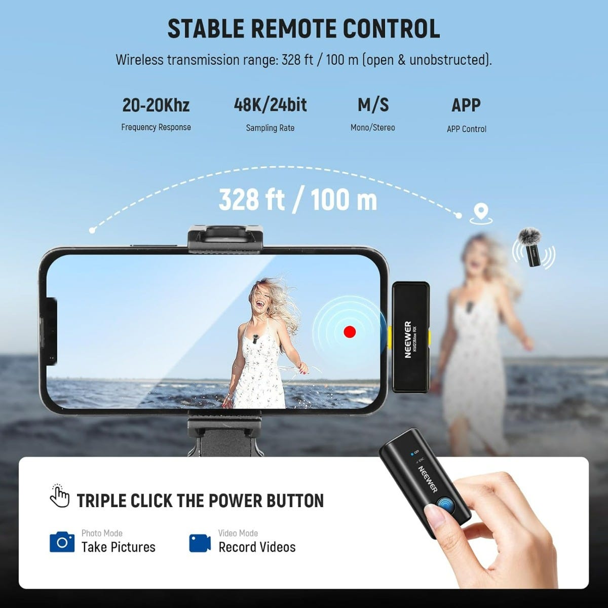 NEEWER KM23 Max Wireless USB-C Lavalier Microphone