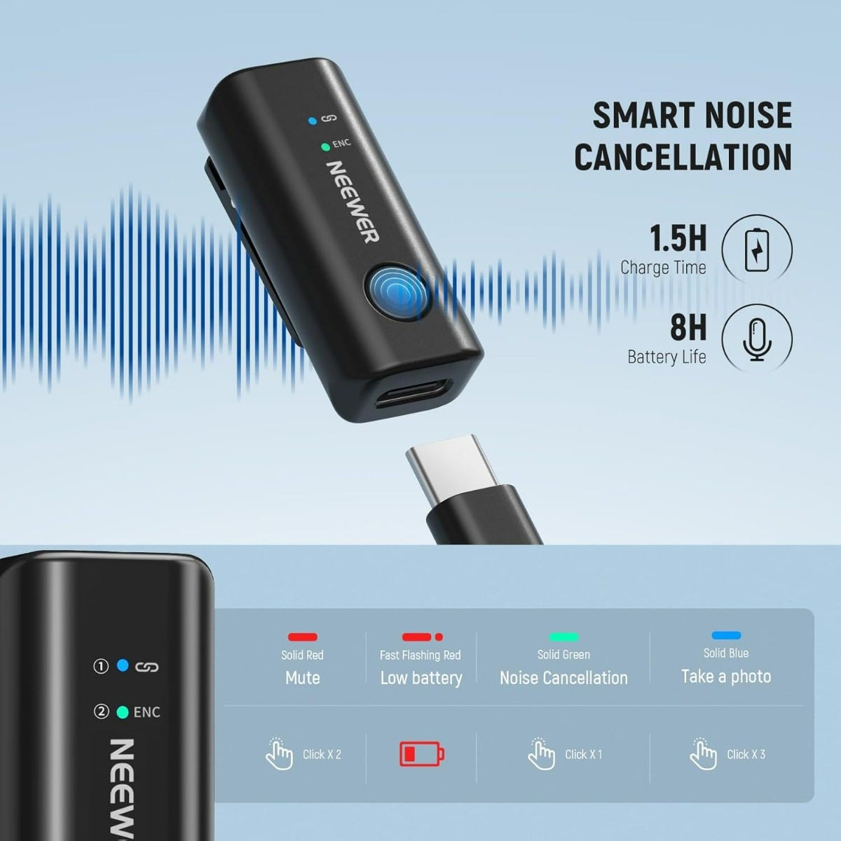 NEEWER KM23 Max Wireless USB-C Lavalier Microphone`