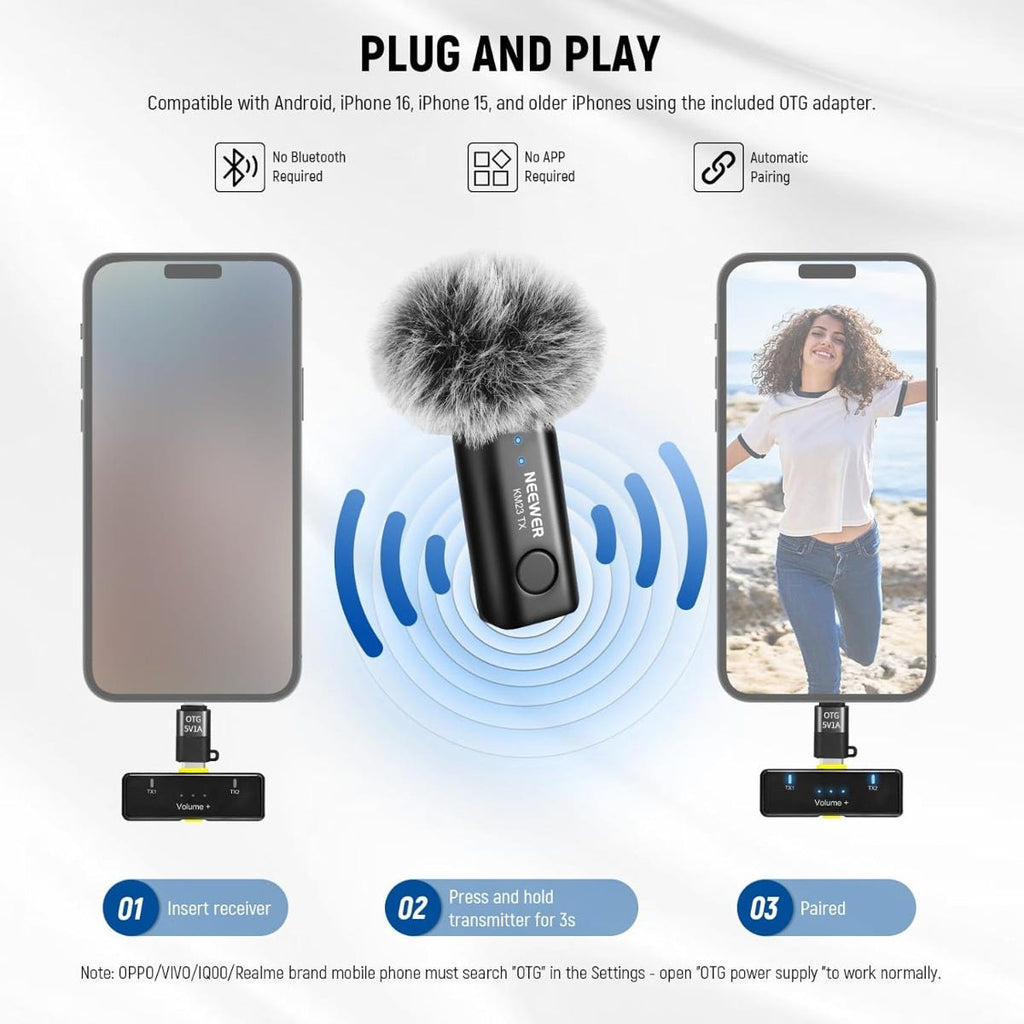 NEEWER KM23 Wireless USB-C Lavalier Microphone