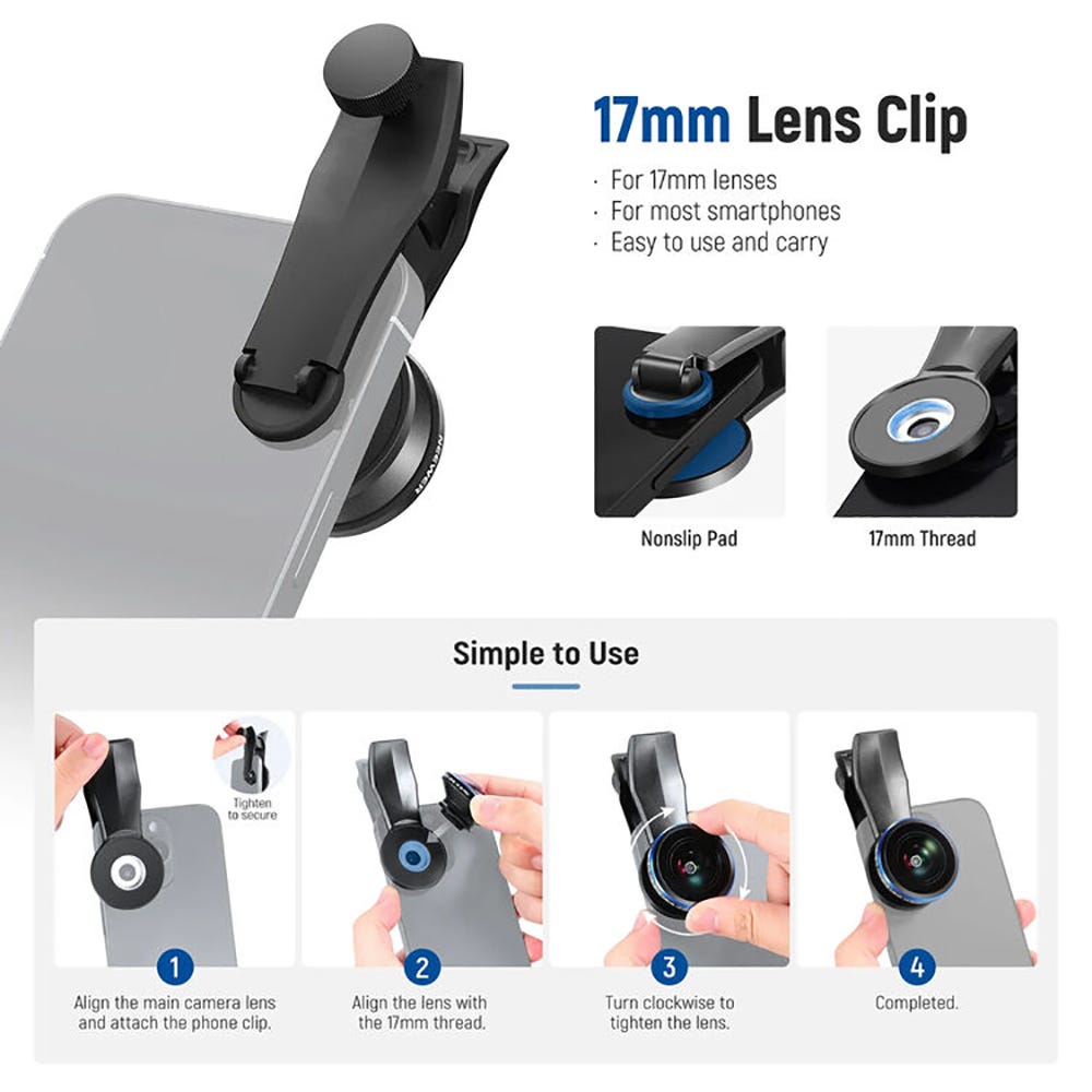 NEEWER LS-29 Pro 8mm Fisheye Phone Lens for 17mm Thread