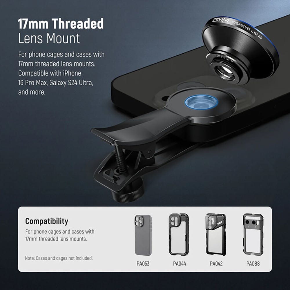 NEEWER LS-29 Pro 8mm Fisheye Phone Lens for 17mm Thread