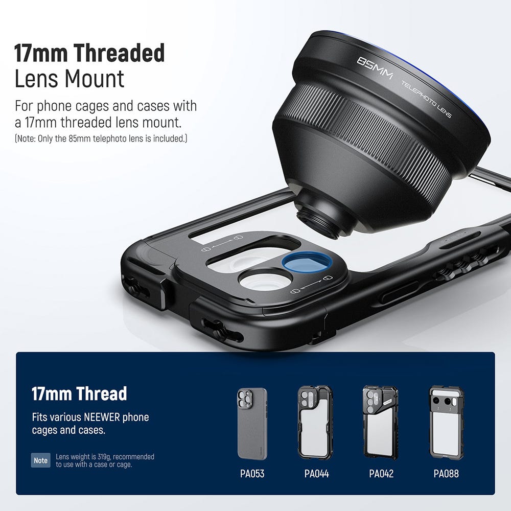 NEEWER LS-59 85mm HD Telephoto Phone Lens for 17mm Thread