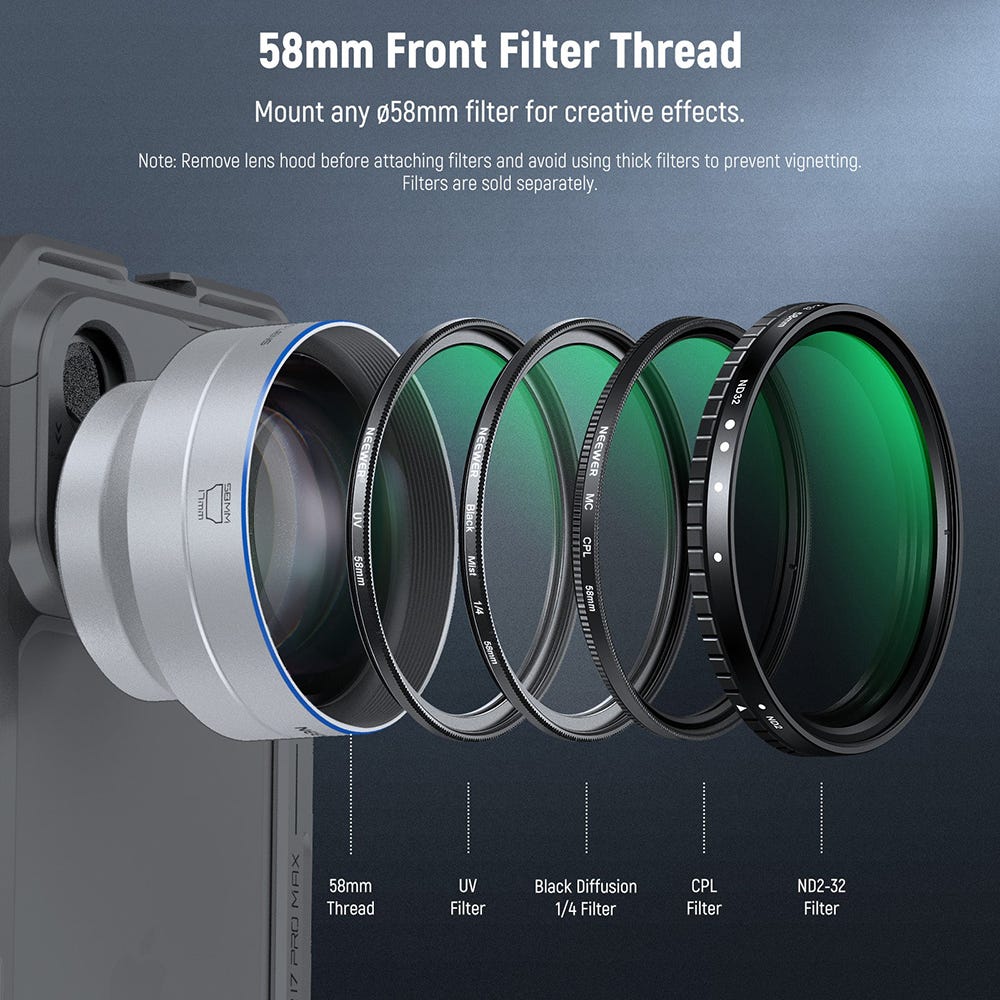 NEEWER LS-66 65mm HD Telephoto Phone Lens for 17mm Thread