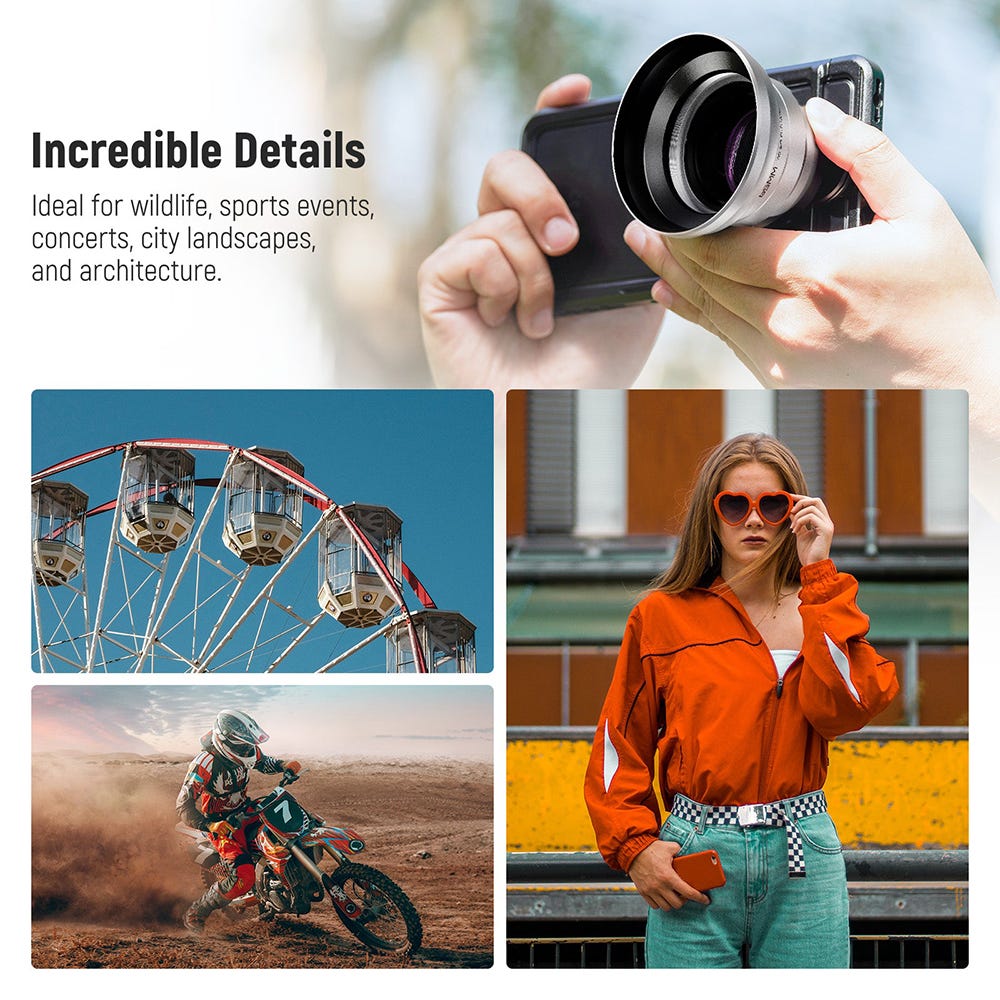 NEEWER LS-66 65mm HD Telephoto Phone Lens for 17mm Thread