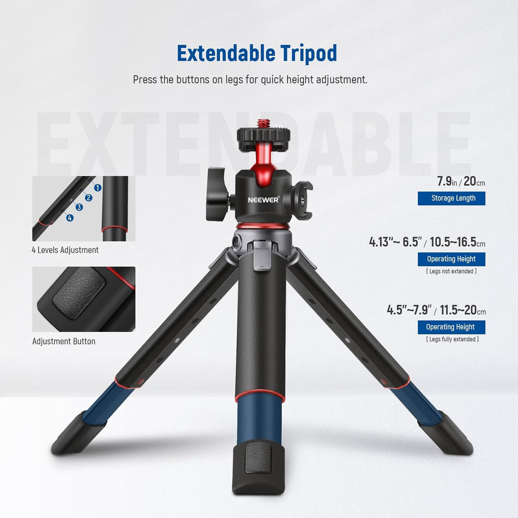 NEEWER Mini Tripod with Ball Head and Cold Shoe