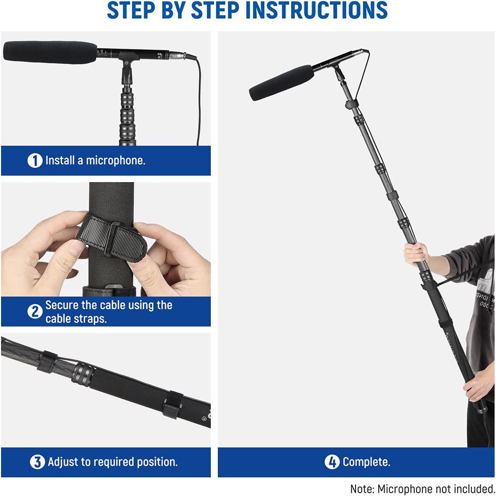 NEEWER MS-300CB 300cm Carbon Fiber Microphone Boom Arm