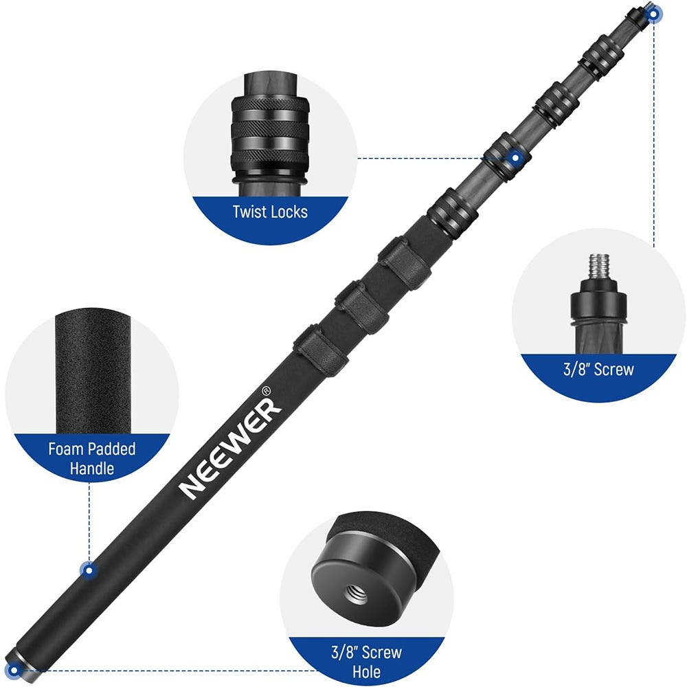 NEEWER MS-300CB 300cm Carbon Fiber Microphone Boom Arm