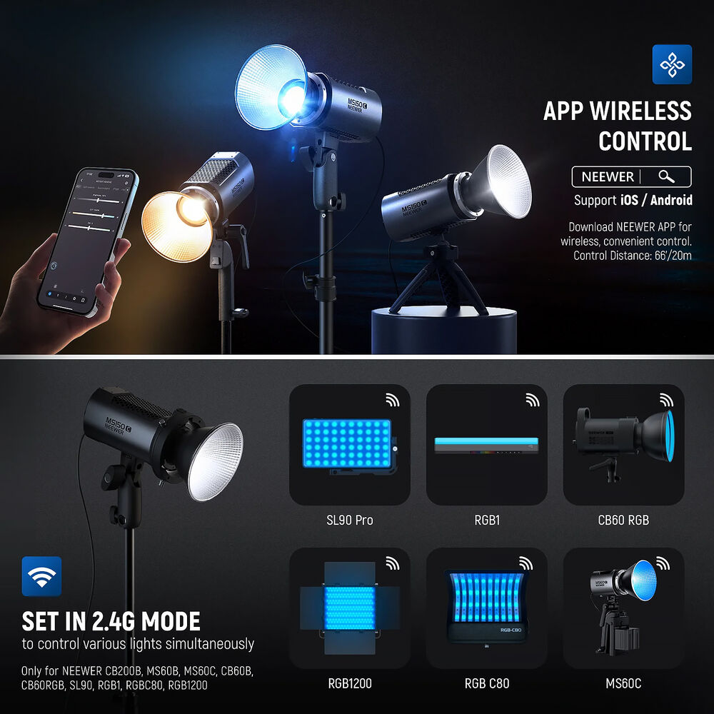 NEEWER MS150C RGB LED Video Light with App Control 