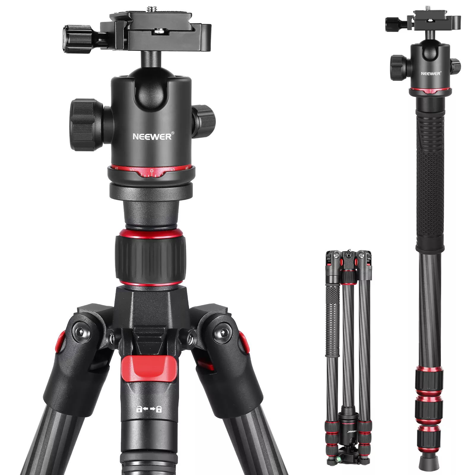 NEEWER N55C Carbon Fiber Tripod Kit