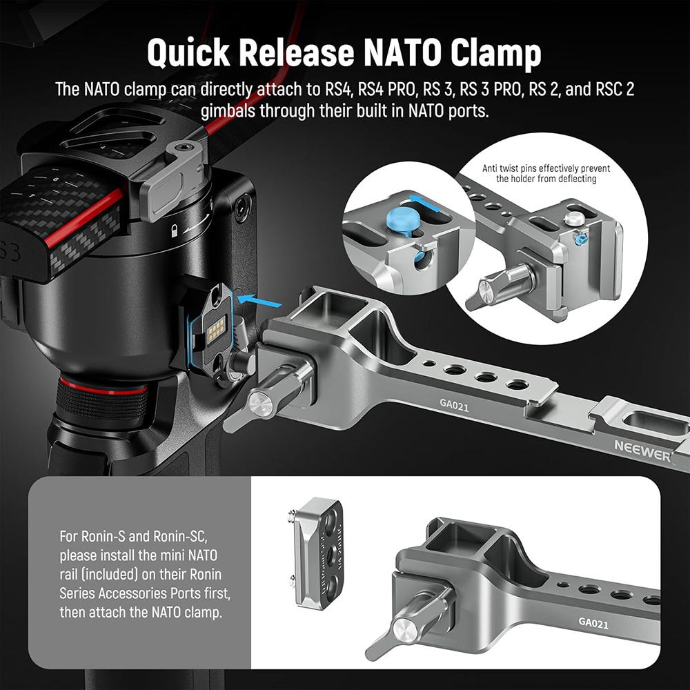 NEEWER NATO Monitor Mount for DJI RS Gimbals
