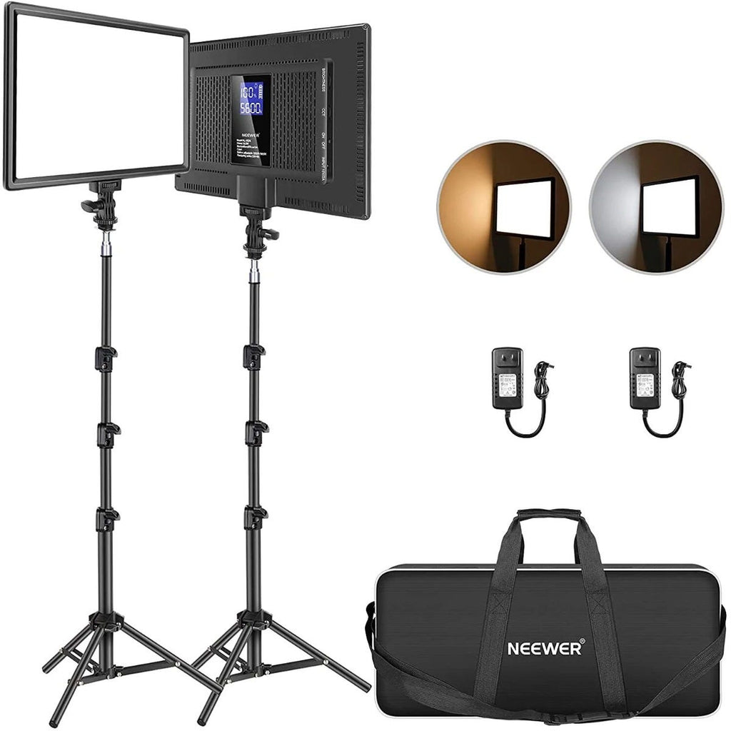 NEEWER NL-192AI LED Video Light with Light Stand - 2 Pack