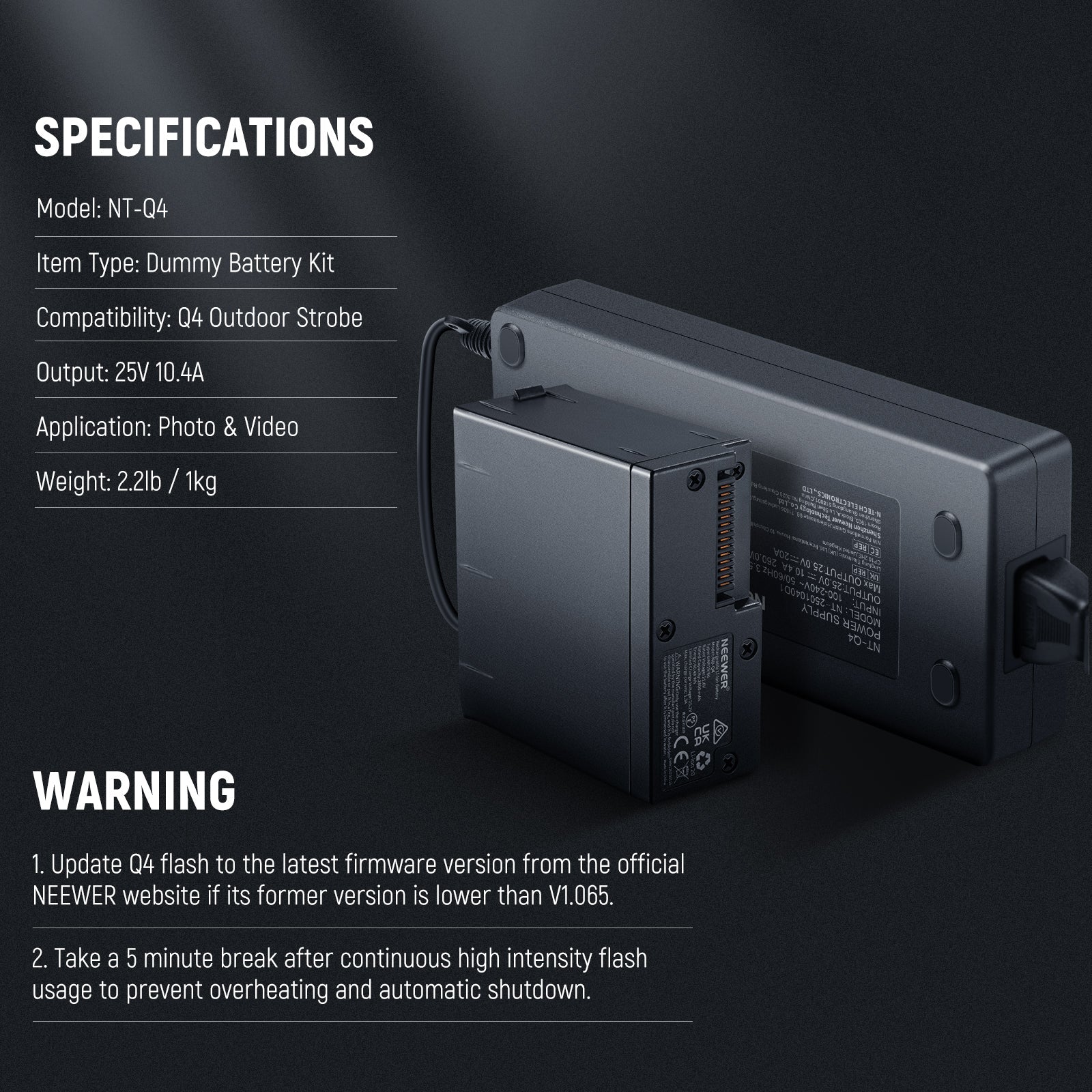 NEEWER NT-Q4 AC Power Adapter Kit