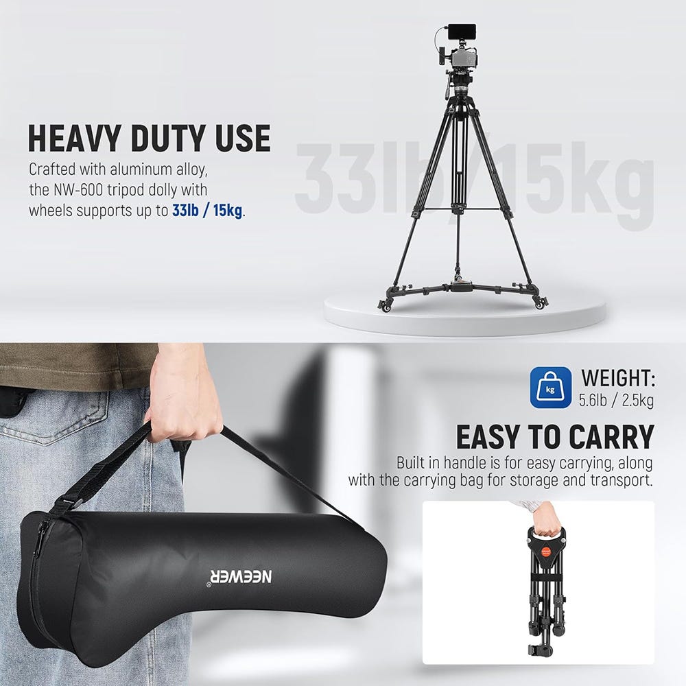 NEEWER NW-600 Tripod Slider with 2" Wheels
