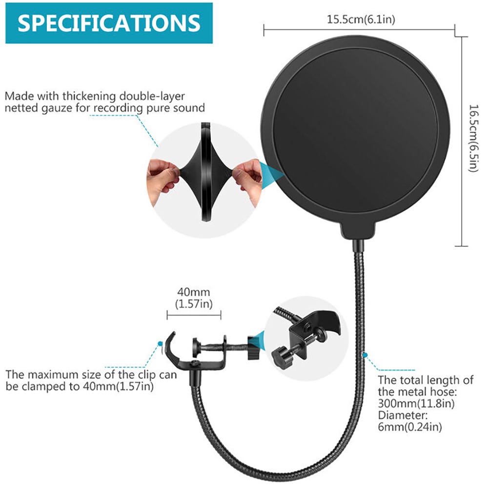 NEEWER NWB-3 Professional Microphone Pop Filter Shield