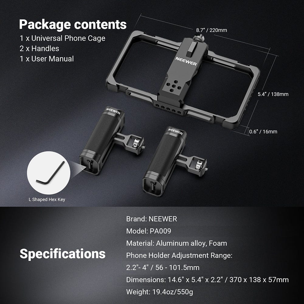 NEEWER PA-009 Upgraded Universal Phone Video Rig with Handles