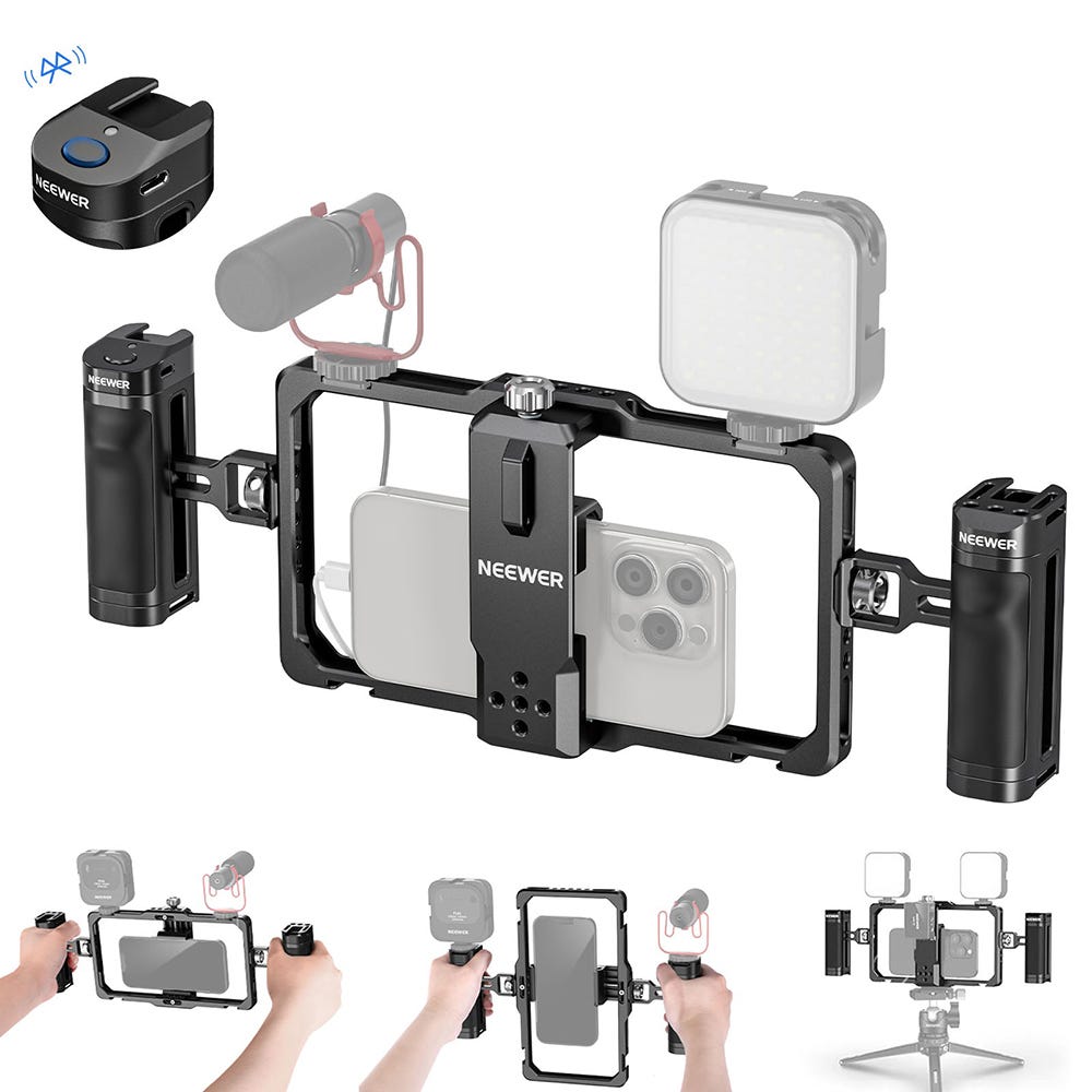 NEEWER PA-009E Universal Phone Video Rig with Bluetooth and Handles