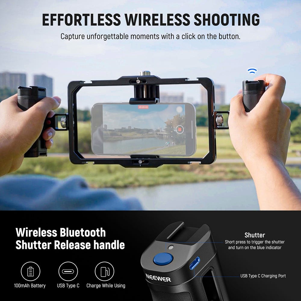 NEEWER PA-009E Universal Phone Video Rig with Bluetooth and Handles