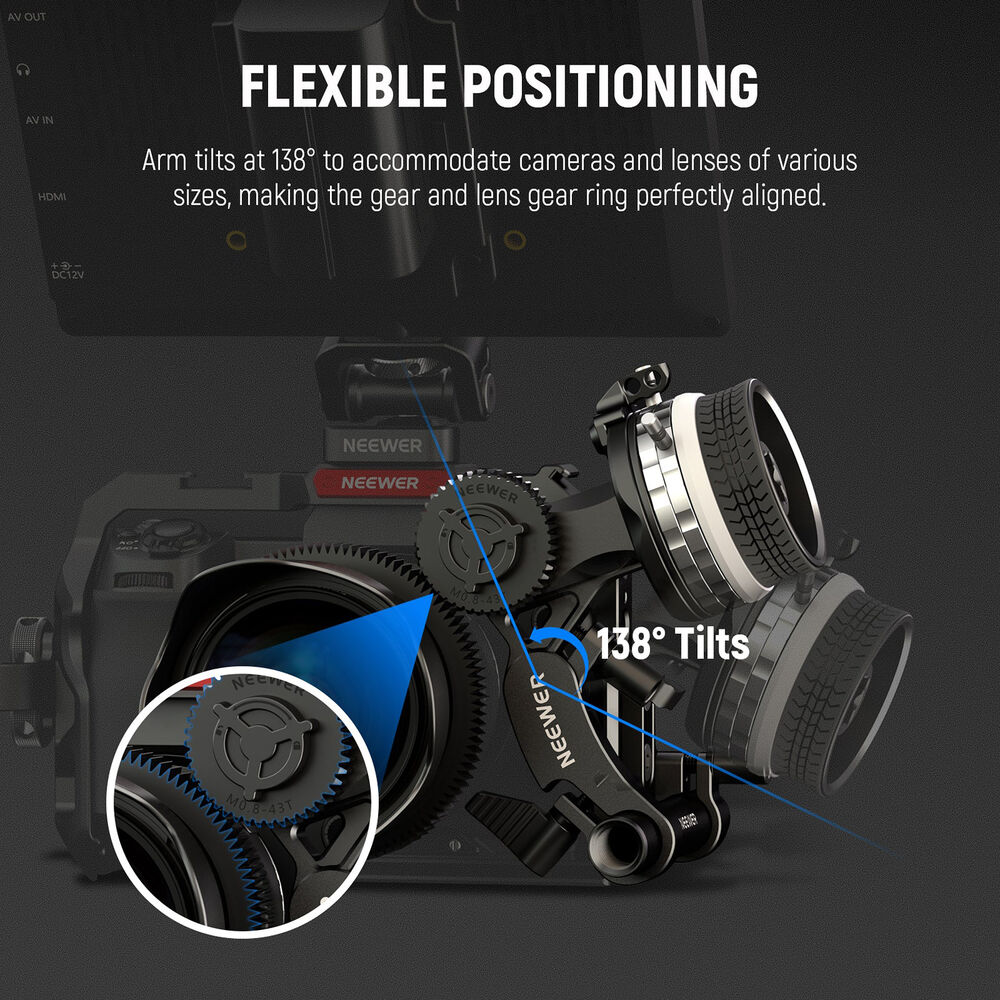 NEEWER PG001 Mini Follow Focus with A/B stops & 15mm Rod Clamp