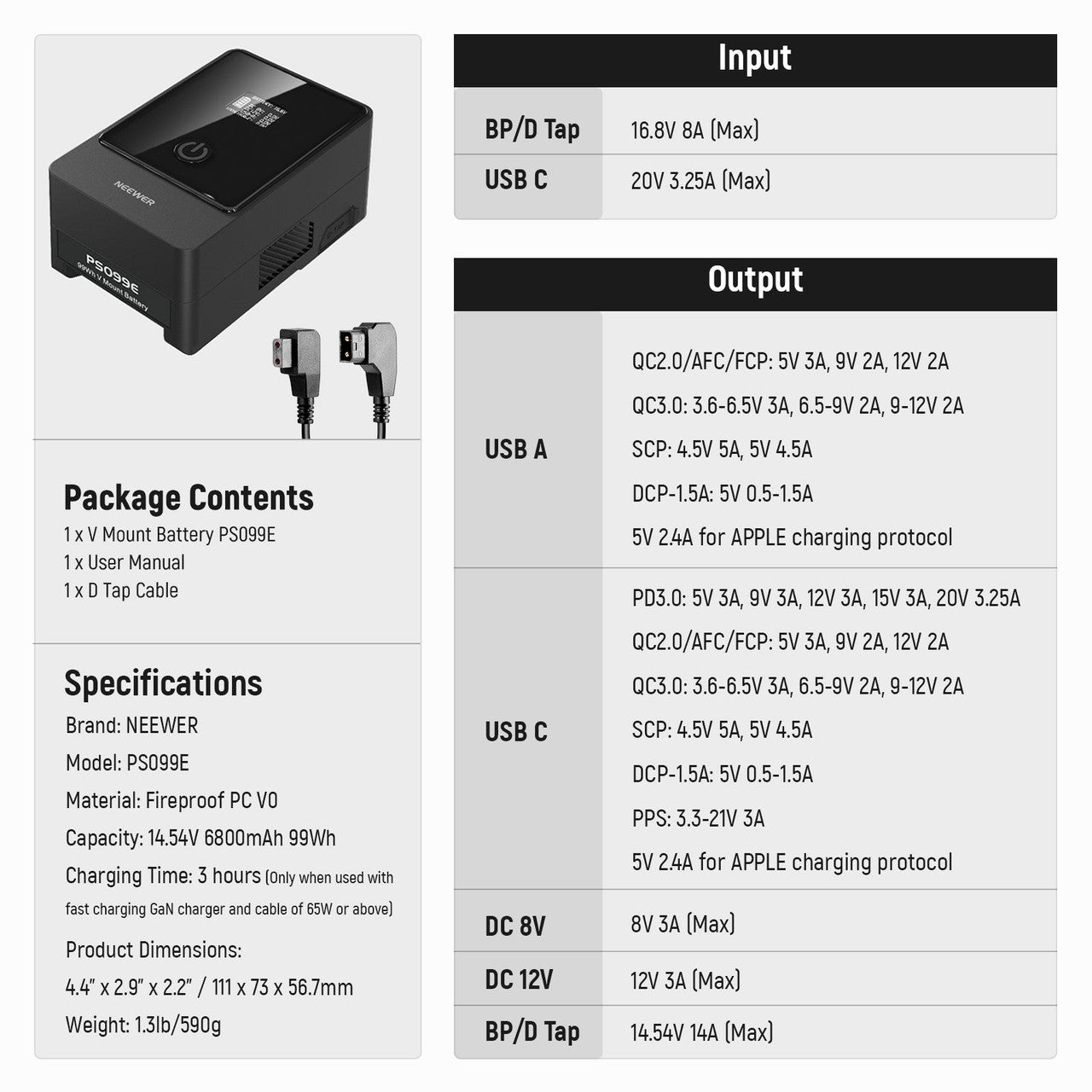 NEEWER PS099E V Mount Battery