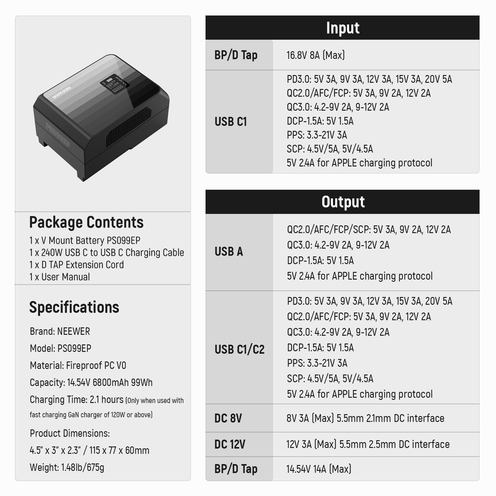 NEEWER PS099EP V Mount Battery